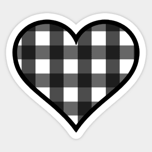 Black and White Buffalo Plaid Heart Sticker